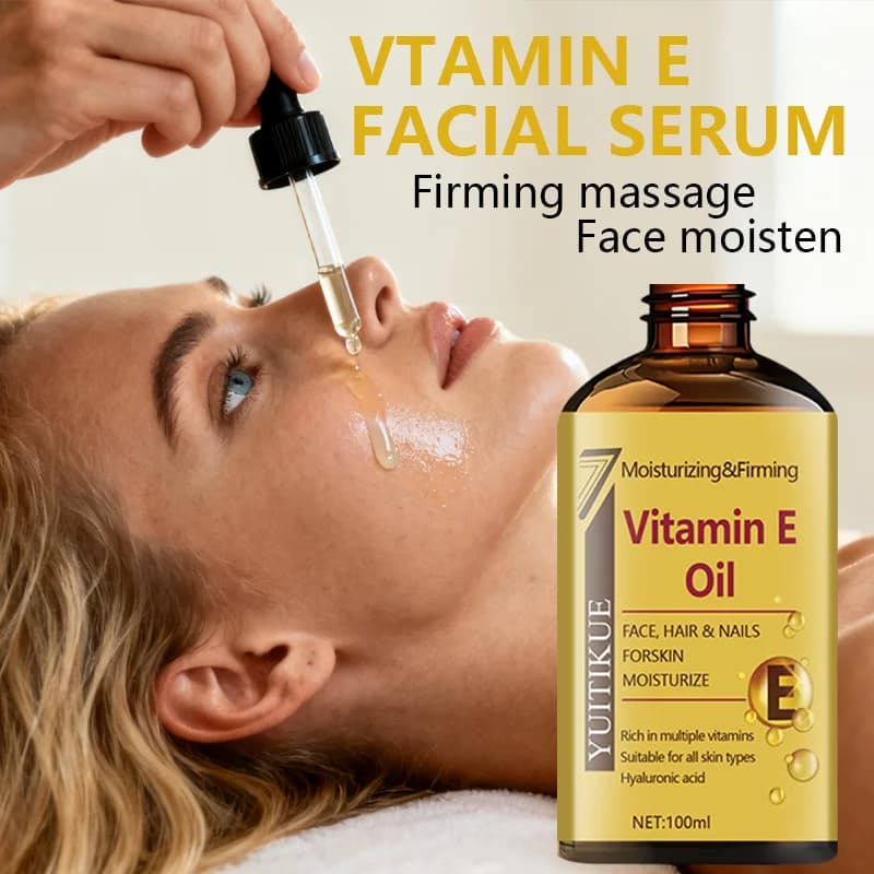 YUITIKUE Huile de vitamine E, traitement hydratant multi-usages, raffermissant et hydratant pour le visage, les cheveux et les ongles, tous types de peau