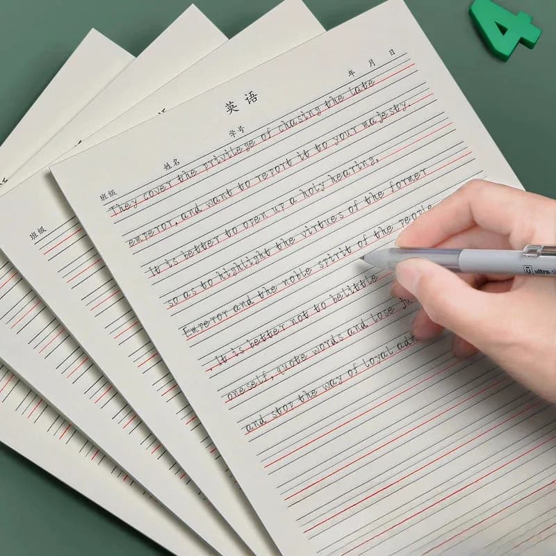 Livre de pratique en anglais, 50 feuilles, grille fine à quatre lignes, Page intérieure vierge, cahier d'exercices d'écriture, devoirs, papeterie scolaire