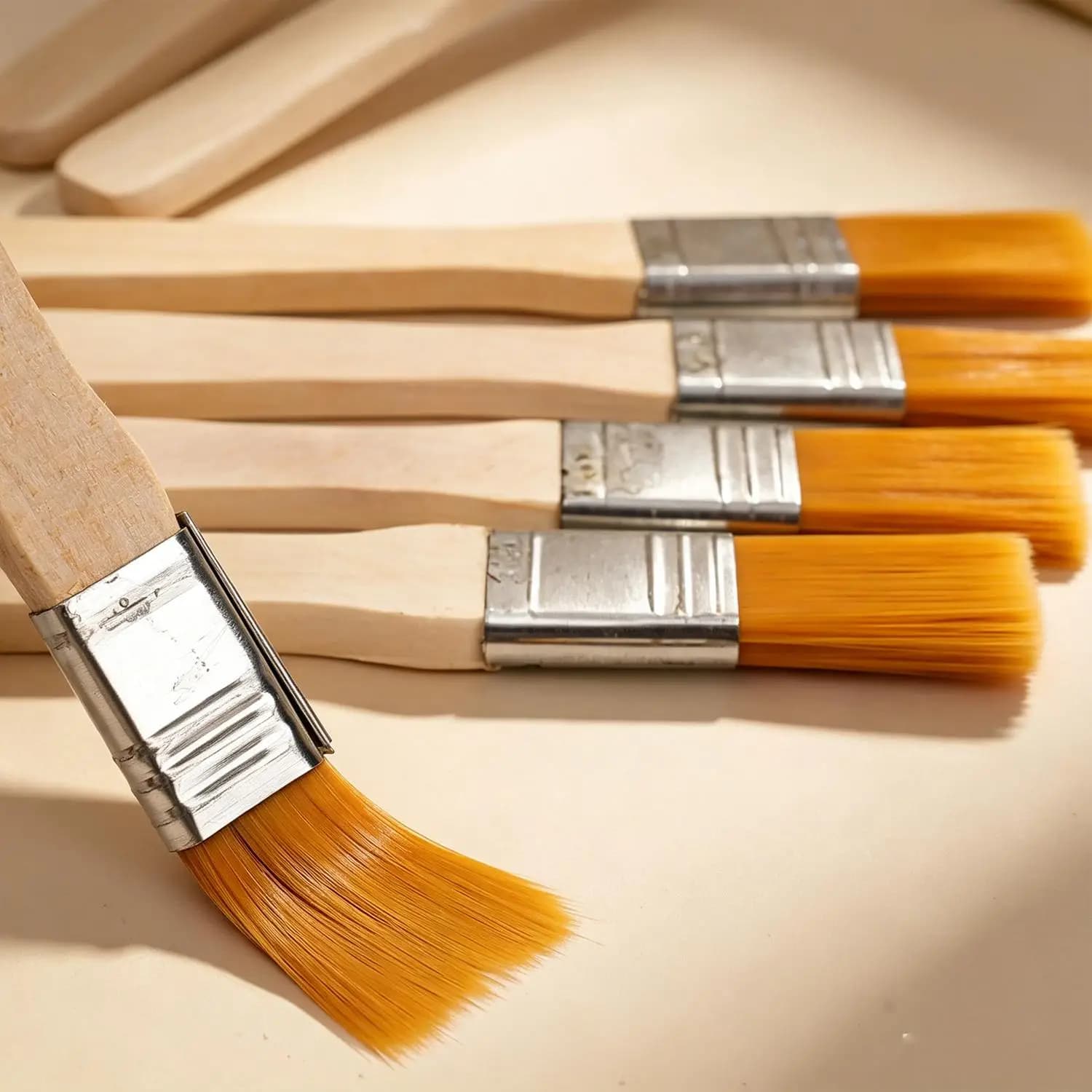 Ensemble de pinceaux de nettoyage à manche en bois pour peinture à l'huile, aquarelle, outils de peinture pour meubles, armoires et petits bordures