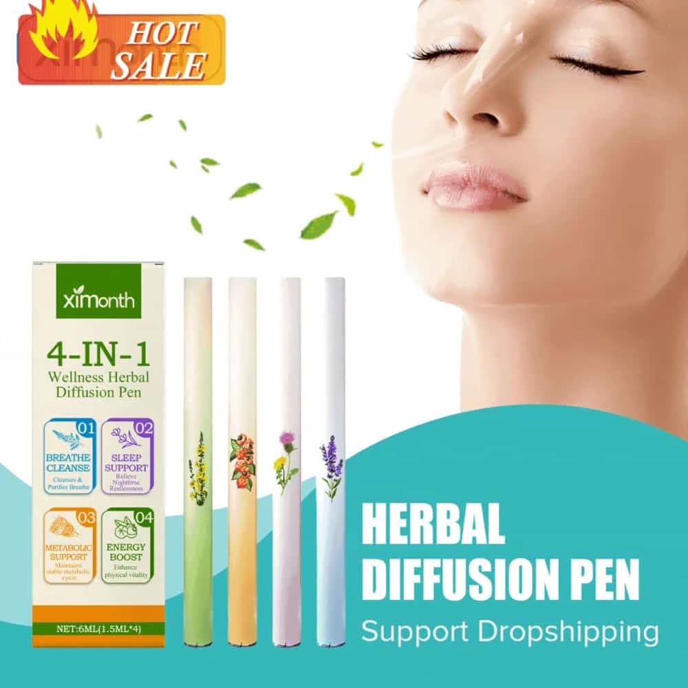 Stylo diffuseur d'aromathérapie 4 en 1, revigorant, relaxant les sens, respiration claire, stylo de nettoyage des poumons