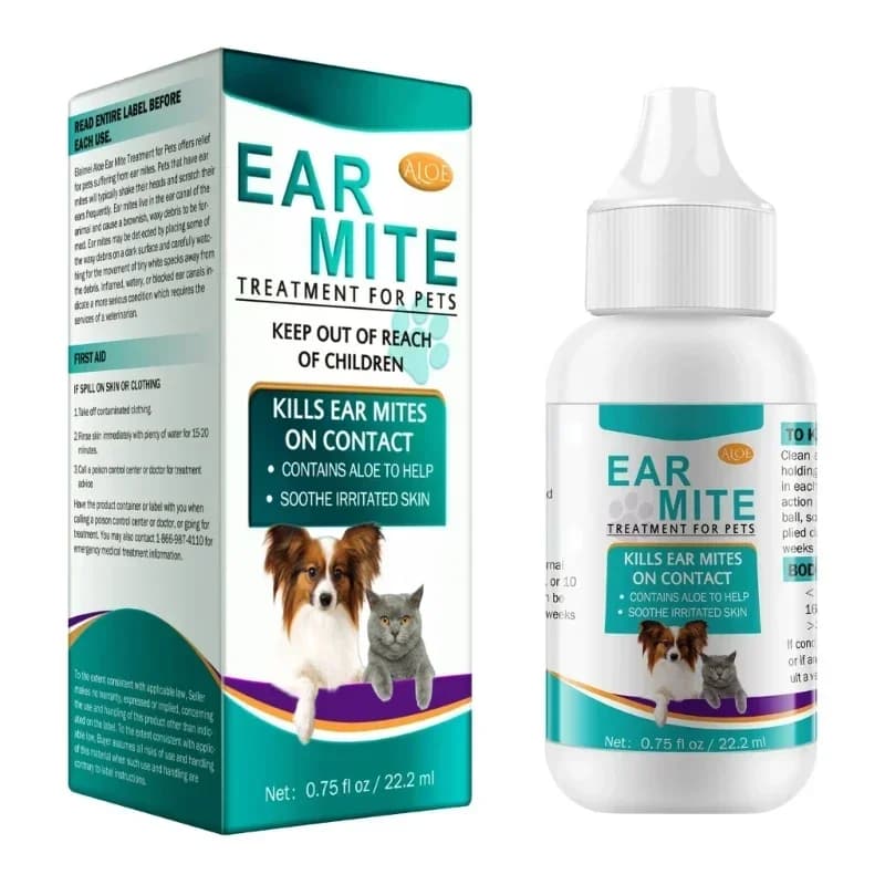 Huile d'acariens pour animaux de compagnie, traitement des acariens pour chiens et chats, nettoyeurs d'oreilles pour animaux de compagnie, huile d'acariens pour chats, canaux d'oreille pour animaux de