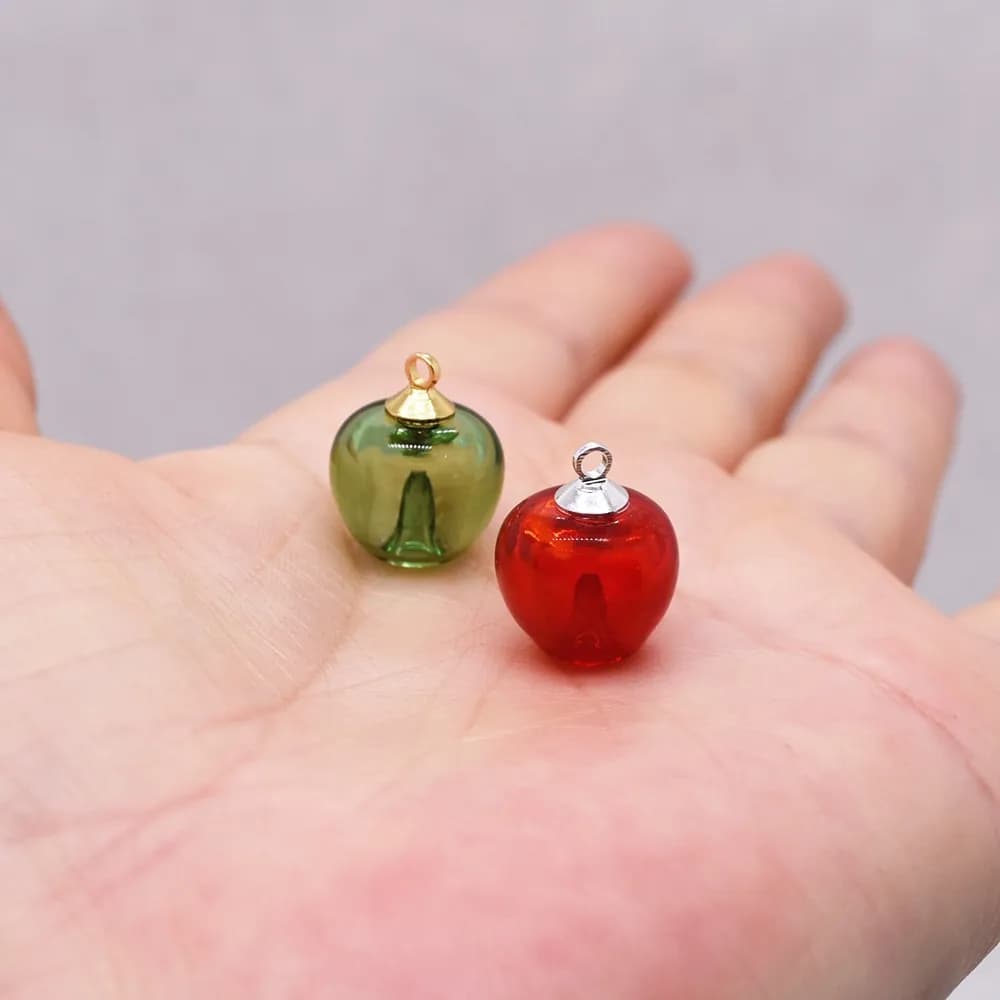 Bouteille en verre de pomme de couleur, pendentif diffuseur de parfum, huile essentielle rechargeable, aromathérapie avec bouchon de perles pour la fabrication de bijoux, 1 pièce
