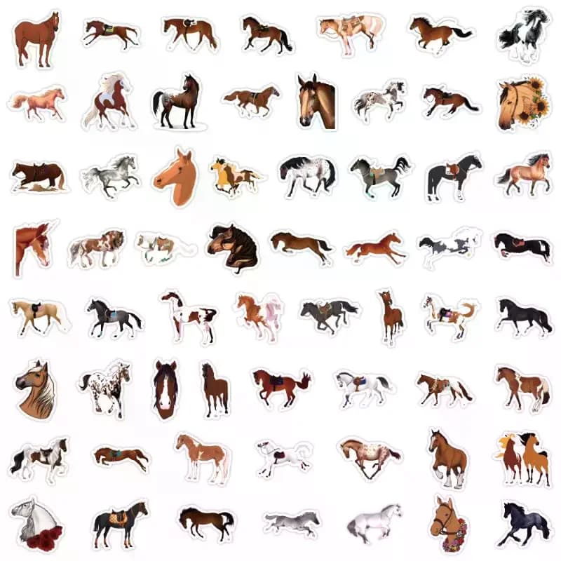 Charmants autocollants de dessin animé de cheval au galop