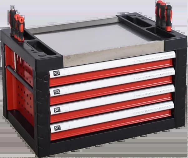 Armoire à outils roulante à 4 tiroirs haute capacité |   Coffre à outils industriel et chariot de garage verrouillable pour le stockage d'outils de mécanicien intensifs