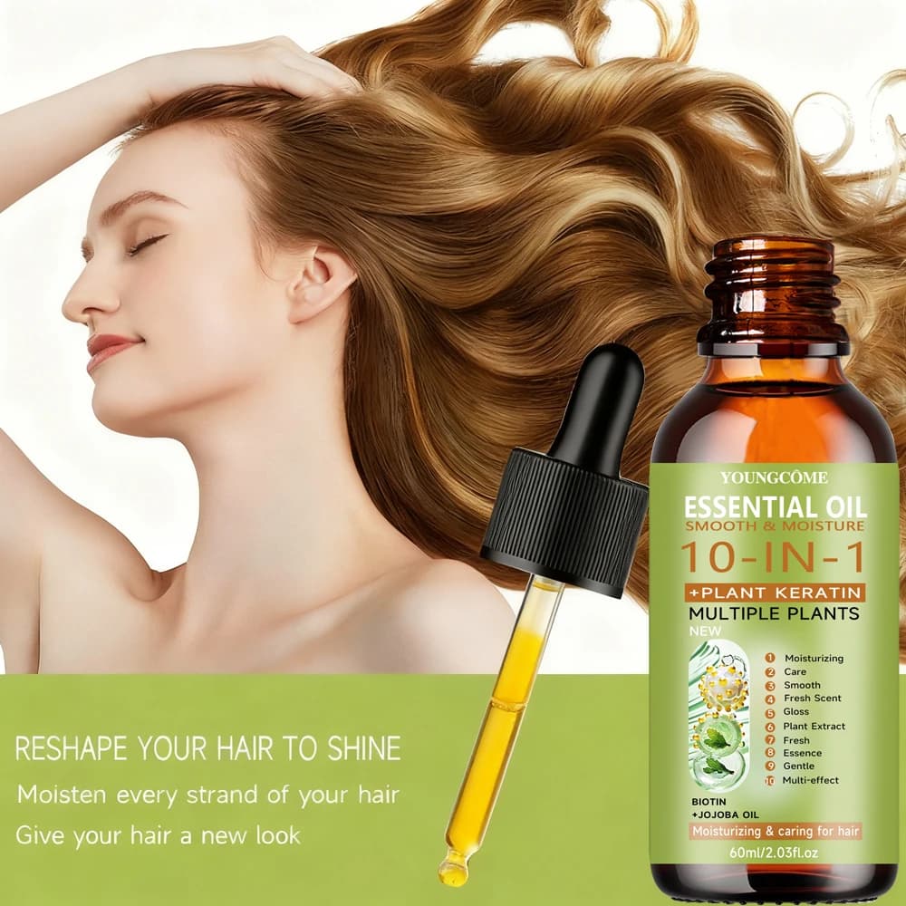 Huile essentielle de soin capillaire, nourrit le cuir chevelu, élimine les pellicules, améliore la qualité, réduit la perte de cheveux, hydrate les huiles essentielles