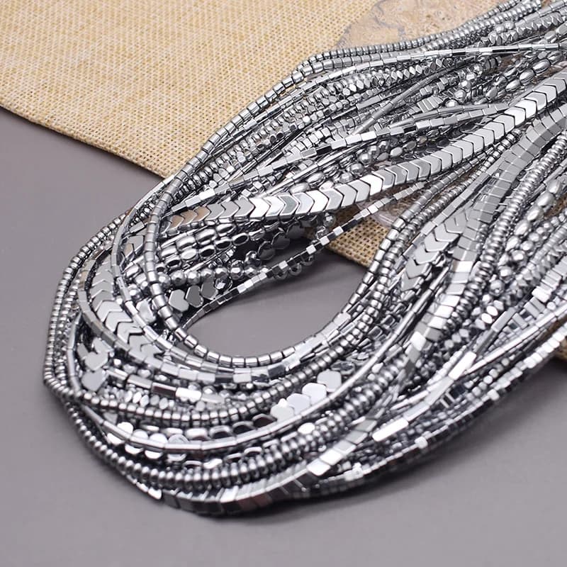Placage argent couleur rétention naturel hématite pierre entretoise perles en vrac pour la fabrication de bijoux Bracelets à faire soi-même trouver