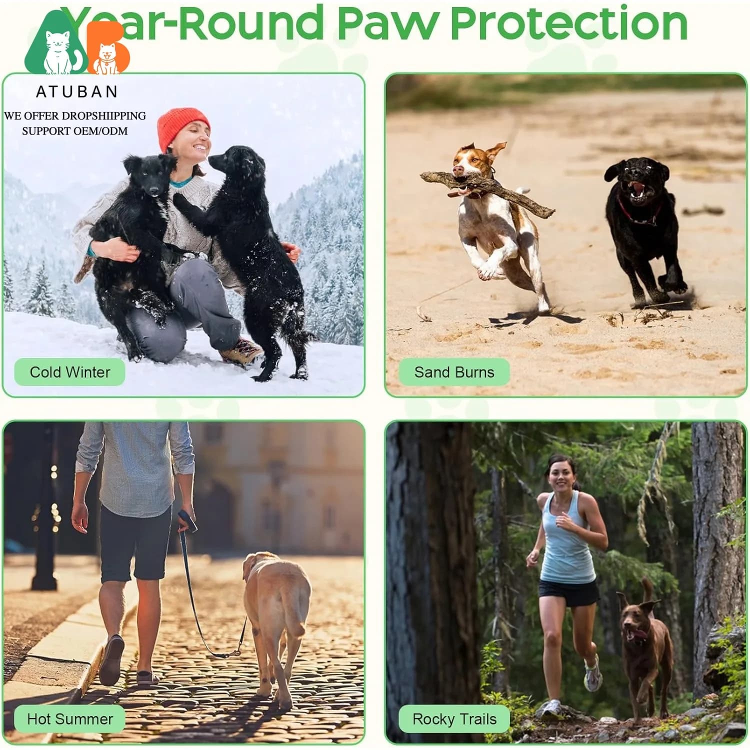 ATUBAN Baume pour pattes de chien et baume pour le nez, protecteur de pattes de chien et de chat entièrement naturel Sucette huile de noix de coco biologique pour pattes sèches et craquelées de chien,