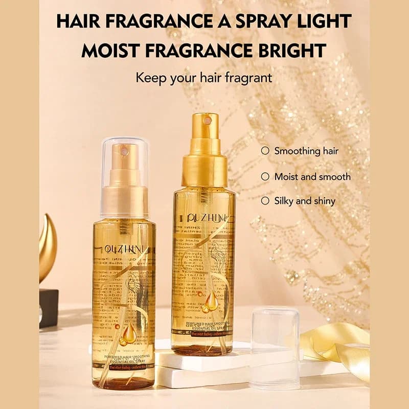 Le spray d'huile essentielle de soin capillaire nourrissant en profondeur peut augmenter la brillance et améliorer la réparation et les dommages aux cheveux Spray de parfum frais