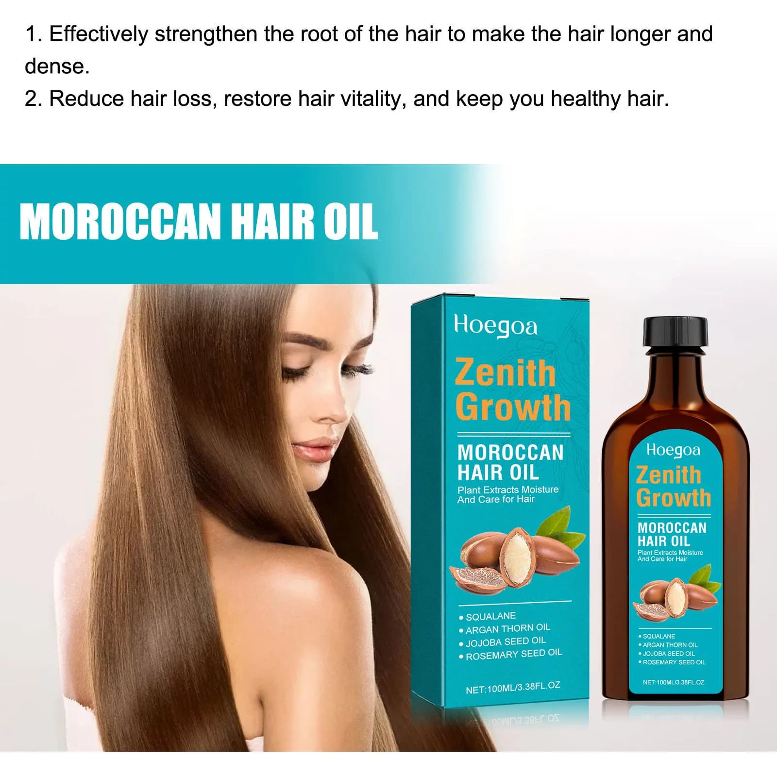 Huile essentielle marocaine anti-chute de cheveux, réparation des frisottis bouclés, nourrissant le cuir chevelu, revitalisant lissant hydratant en profondeur