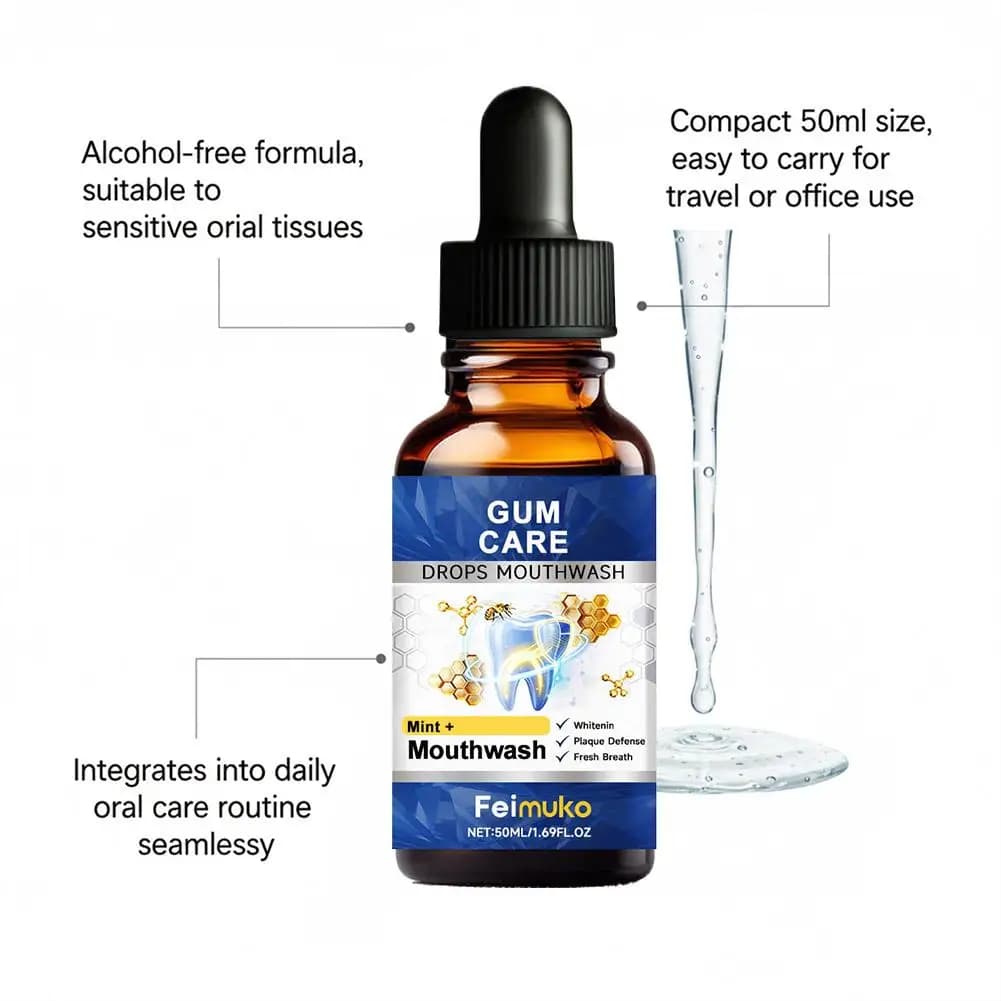 Bain de bouche naturel 50 ml, soin des gencives, apaisant et nettoyant, élimine la mauvaise haleine, pour un sourire confiant