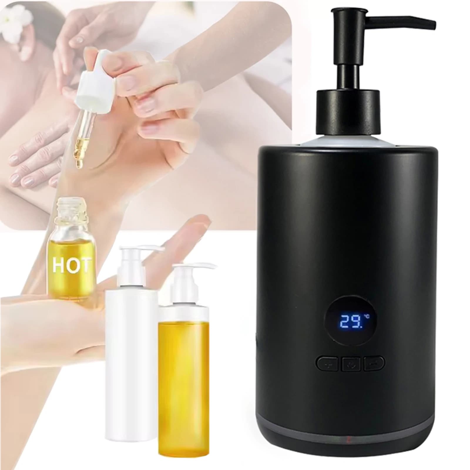 Chauffe-huile de massage pour bouteille individuelle, réglable, multifonction, pour crème et lotion, portable, chauffage rapide pour salon et spa, prise EU/US