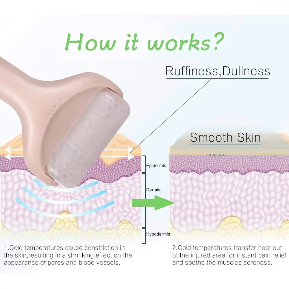 Rouleau à glace rose, masseur facial pour instituts de gonflage et blessures mineures, produits de beauté pour resserrer les pores et blanchir la peau