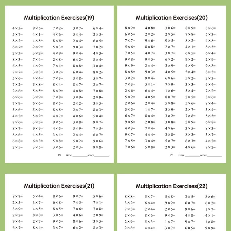 Cahiers d'exercices mathématiques pour enfants, livres de pratique de multiplication et de division, cartes arithmétiques, fournitures scolaires, apprentissage des mathématiques pour étudiants