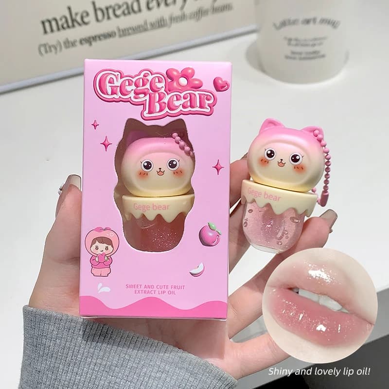 Gege Bear – huile pour les lèvres à l'extrait de fruit sucré, hydratant longue durée, nourrissant, superposition incolore, maquillage léger, sans maquillage, baume pour les lèvres, Non collant, Non gr