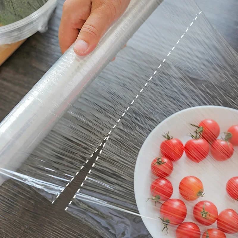 Rouleaux d'emballage alimentaire PE transparents 30/50M, Film jetable de conservation de la fraîcheur pour le réfrigérateur de cuisine et le stockage des aliments