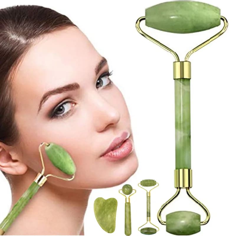 Masseur de rouleau de Jade naturel pour le visage