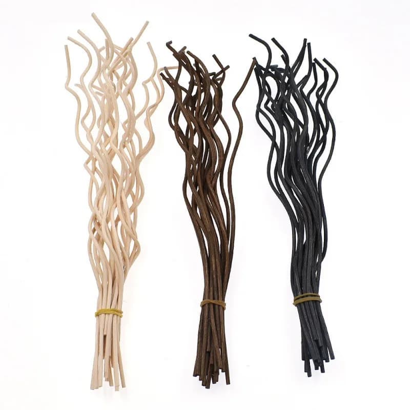 20 bâtonnets diffuseurs de parfum en rotin, longs et ondulés, pour diffuseur d'huiles essentielles, décoration intérieure, parfum XXT002