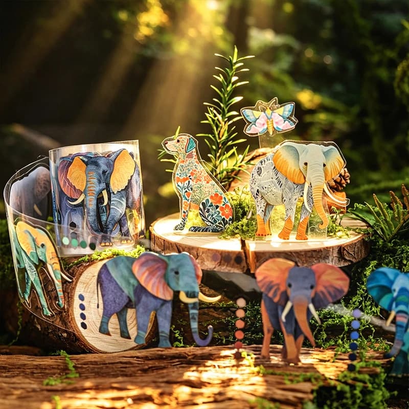 6 rouleaux - Ruban décoratif découpé au laser en PET avec motifs d'animaux rétro Morris, pour scrapbooking DIY