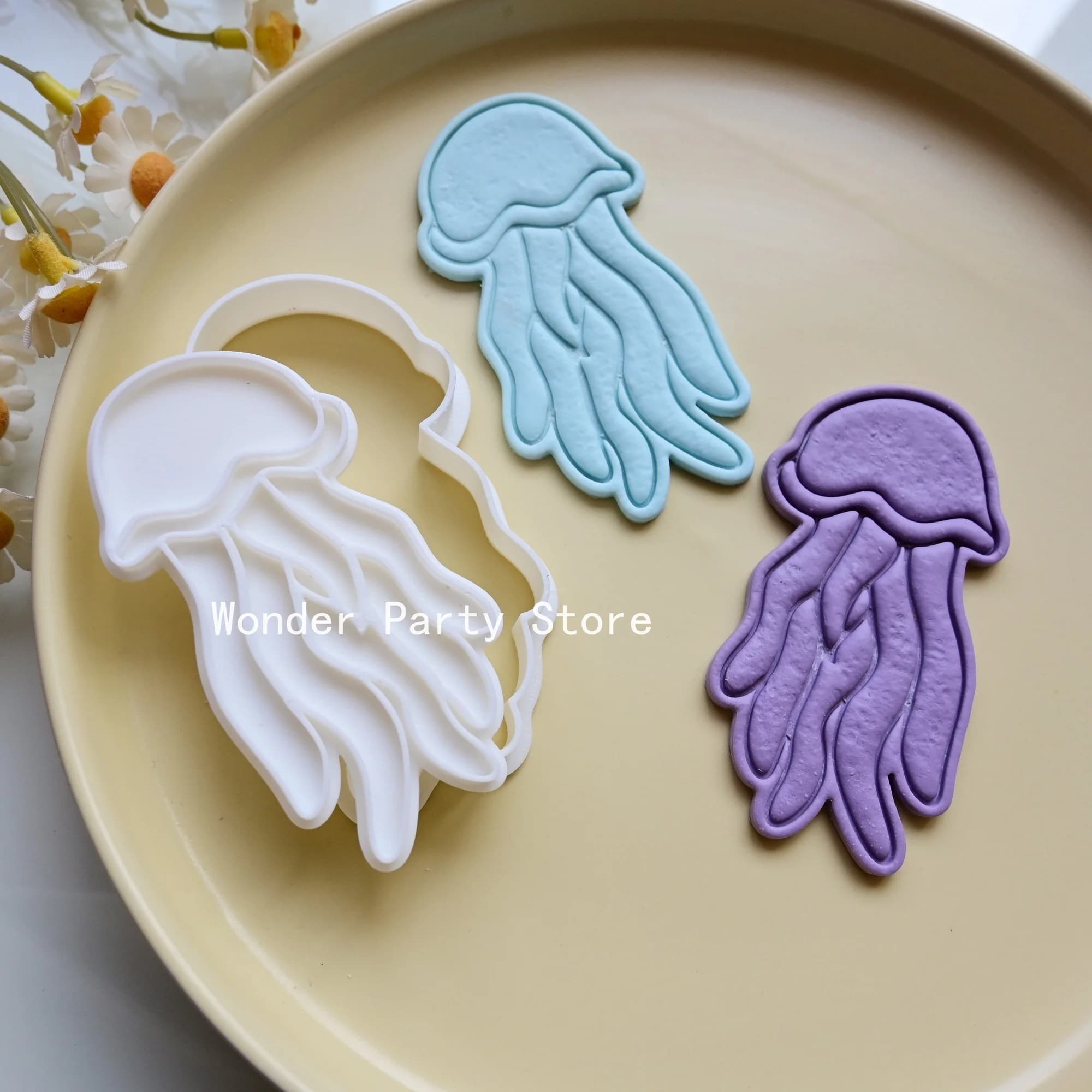 Moule à biscuits méduse DIY en plastique, moule à gâteau fondant animaux marins, emporte-pièces de biscuits dessin animé, outils de décoration, ustensiles de cuisson de cuisine