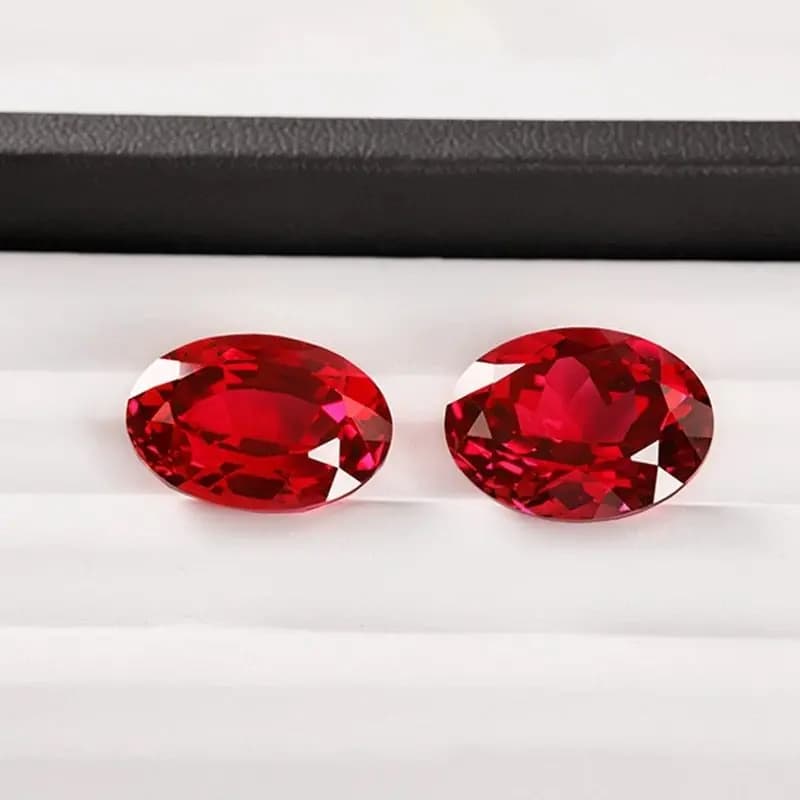 Pierres synthétiques rubis taille ovale couleur rouge sang de pigeon avec certificat, non naturelles, pour bijoux DIY