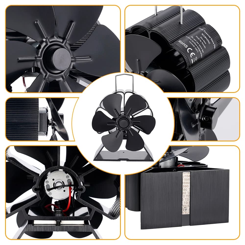 Mini poêle ventilateur 6 pales alimenté par la chaleur