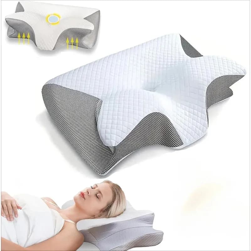 Oreiller d'apnée du sommeil, oreiller cervical amélioré en mousse à mémoire de forme pour l'apnée du sommeil, pour dormeurs latéraux, dormeurs du dos, dormeurs du ventre gris
