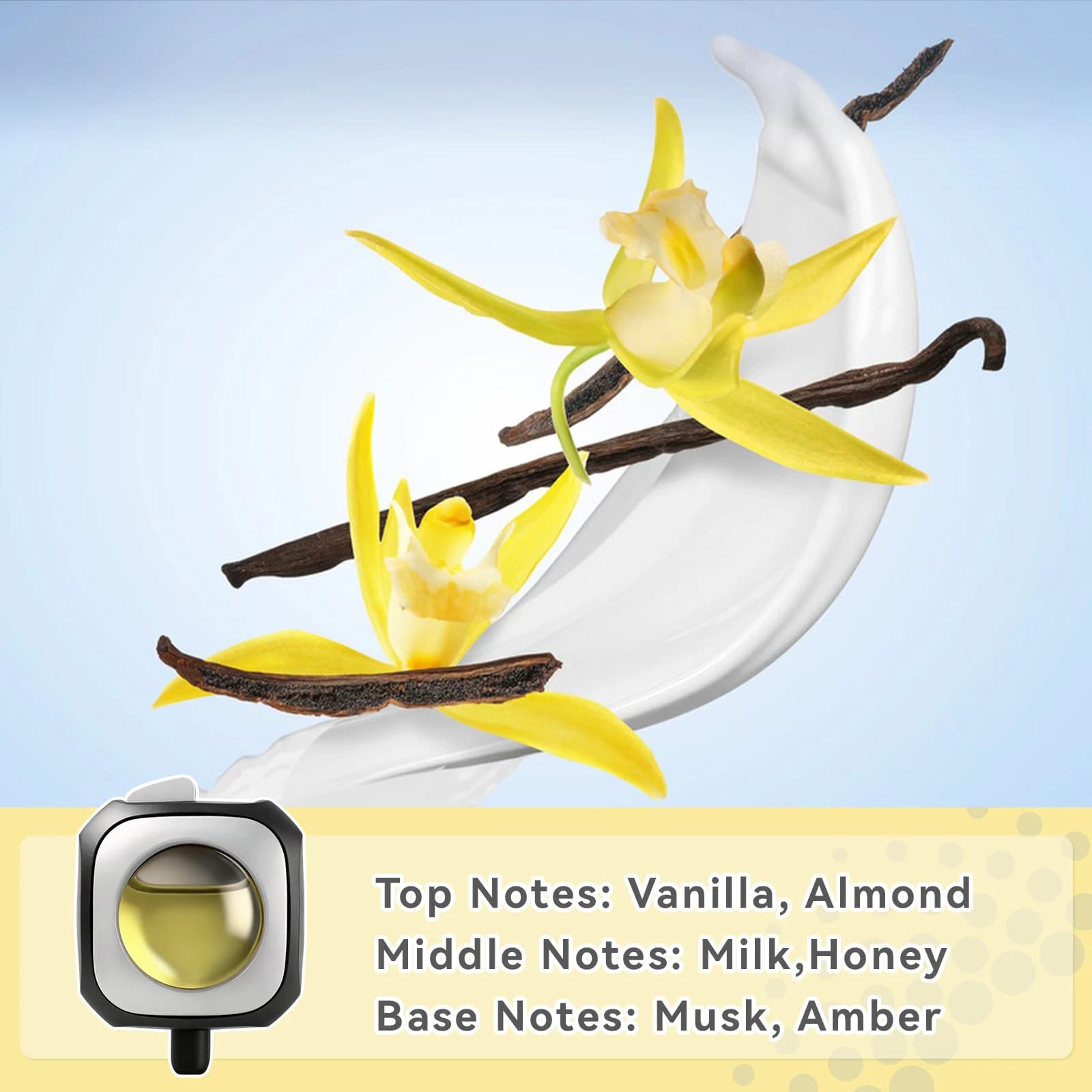 Diffuseur d'huiles essentielles pour climatiseur France Vanilla 12X, clip pour grille d'aération, désodorisant 48ml 1.62 oz 4ml 0.14oz