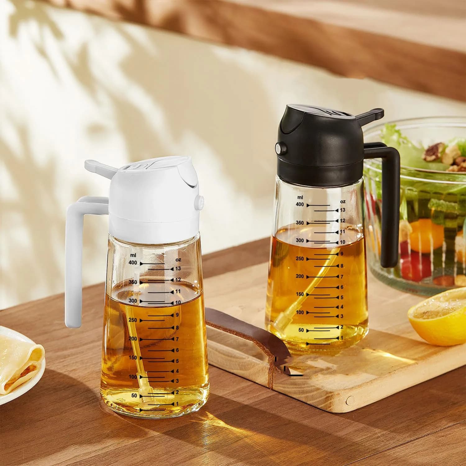 Pulvérisateur d'huile d'olive en verre de 16Oz/470Ml pour la cuisson – Bouteille distributrice