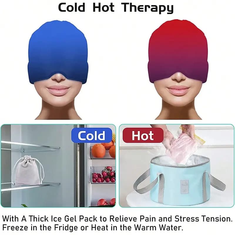 Chapeau de thérapie par compresse froide pour soulager les maux de tête et les migraines, masque oculaire pour soulager la pression et la douleur, chapeau de glace.