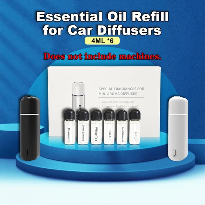 Diffuseur de voiture de 4ML, ensemble de recharge d'huile essentielle, désodorisant, parfum longue durée, élimine rapidement les odeurs, 6 parfums, 6 pièces