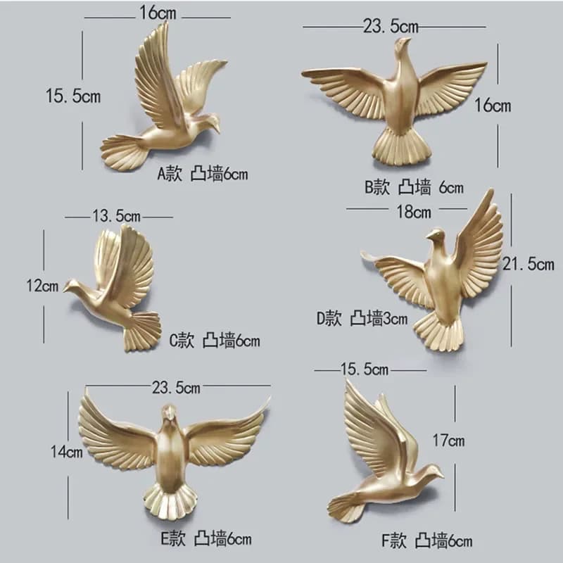 Décoration murale d'oiseaux tridimensionnels blancs européens