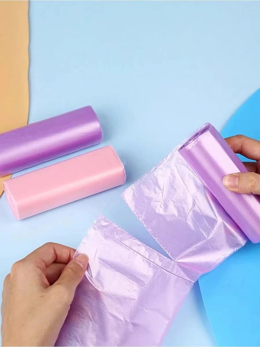 Sac poubelle Portable uni, 5 rouleaux/paquet, plusieurs couleurs, doublures de poubelles pour salle de bains, toilettes, chambre à coucher, toilettes de bureau