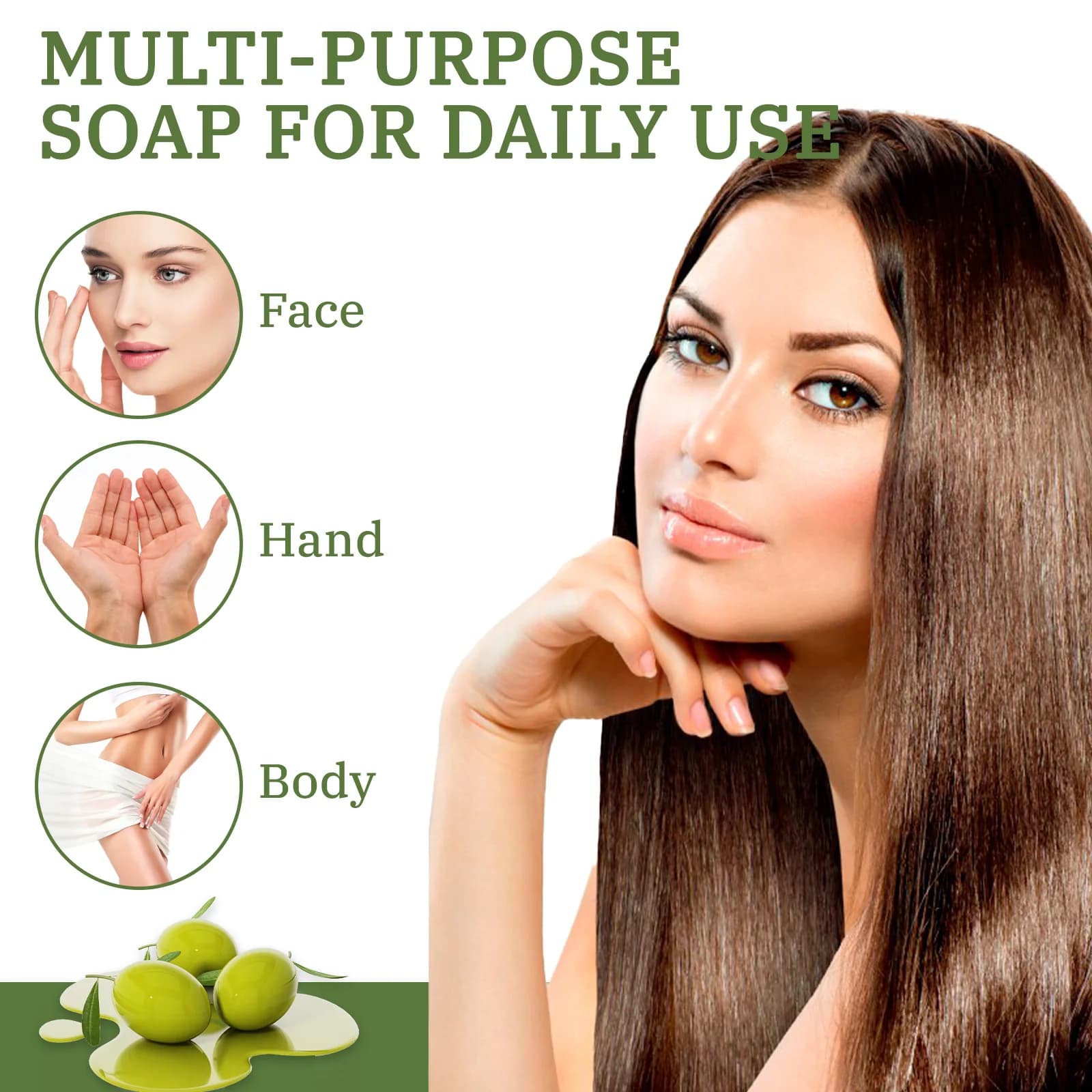 Barre de savon douce à l'huile d'olive et de laurier 200g - Fait main, Naturel pour le visage, le corps et les mains, Nettoyage à base de plantes, tous types de peau
