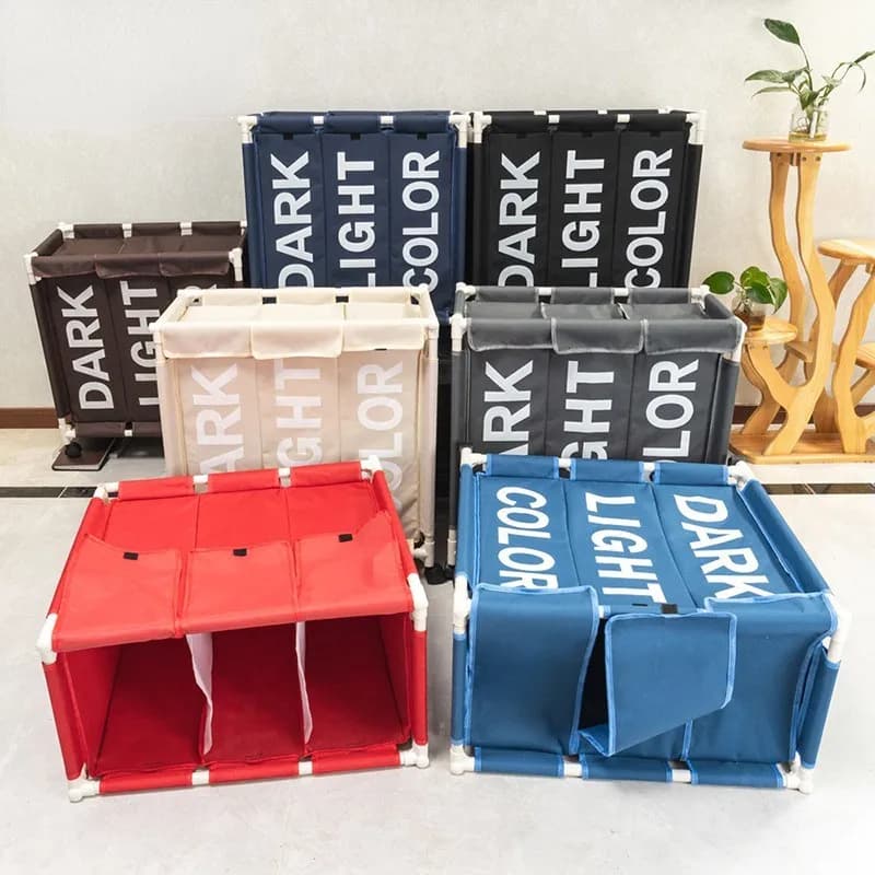 Organisateur de panier à linge roulant, grand panier à linge à 3 grilles, sacs à linge imperméables pour vêtements sales, boîte de rangement sur roulettes