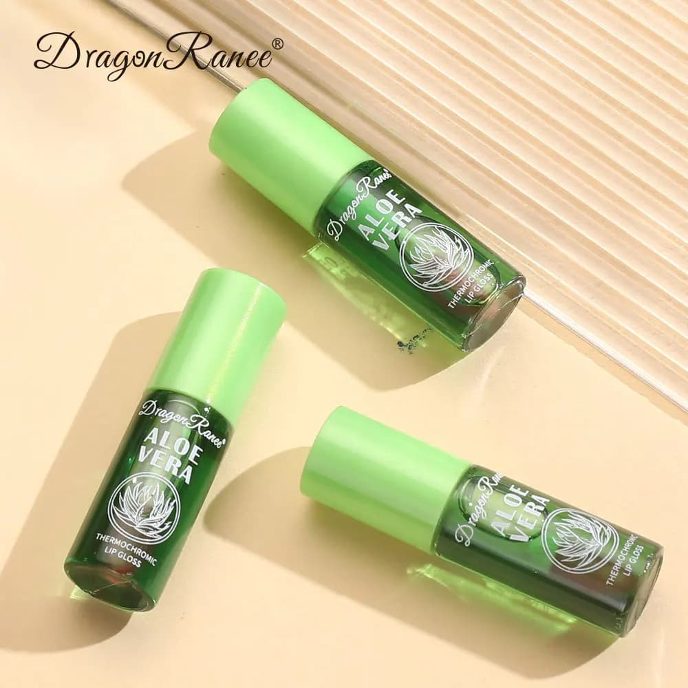 Baume à lèvres hydratant à l'aloe vera changeant de couleur, gloss naturel à l'aloe vera, gloss à lèvres changeant de couleur selon la température, soin nourrissant pour les lèvres