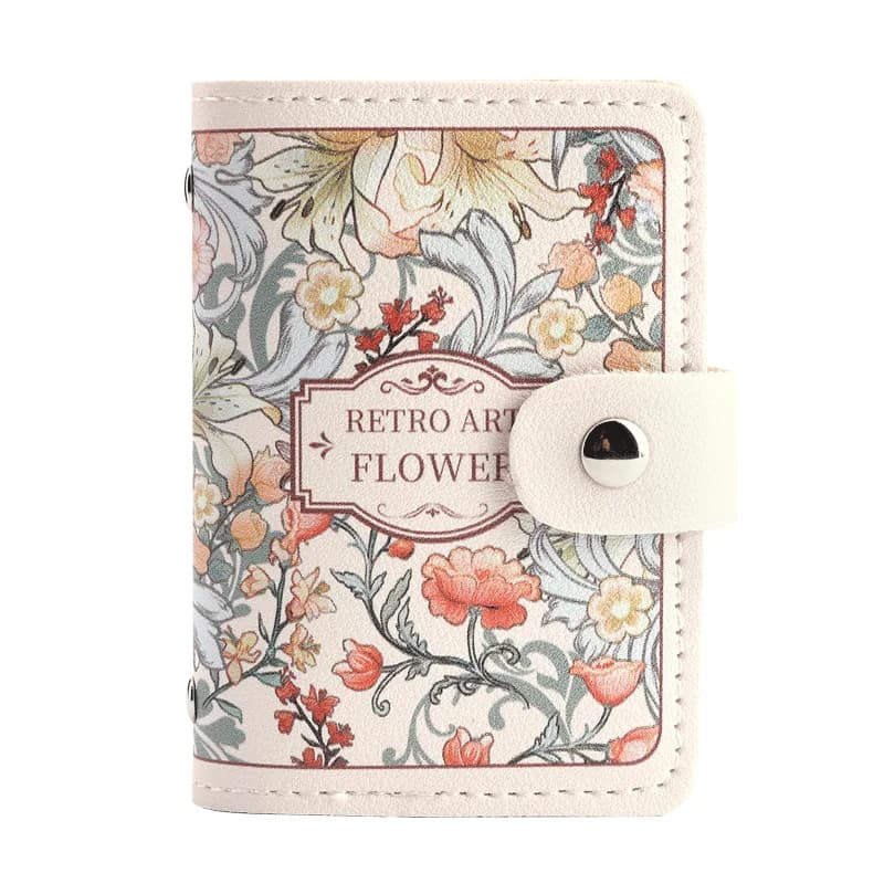Nouveau porte-cartes à motif floral pour femmes, style vintage, porte-cartes bancaires et d'identité multi-emplacements, étui chic en cuir synthétique