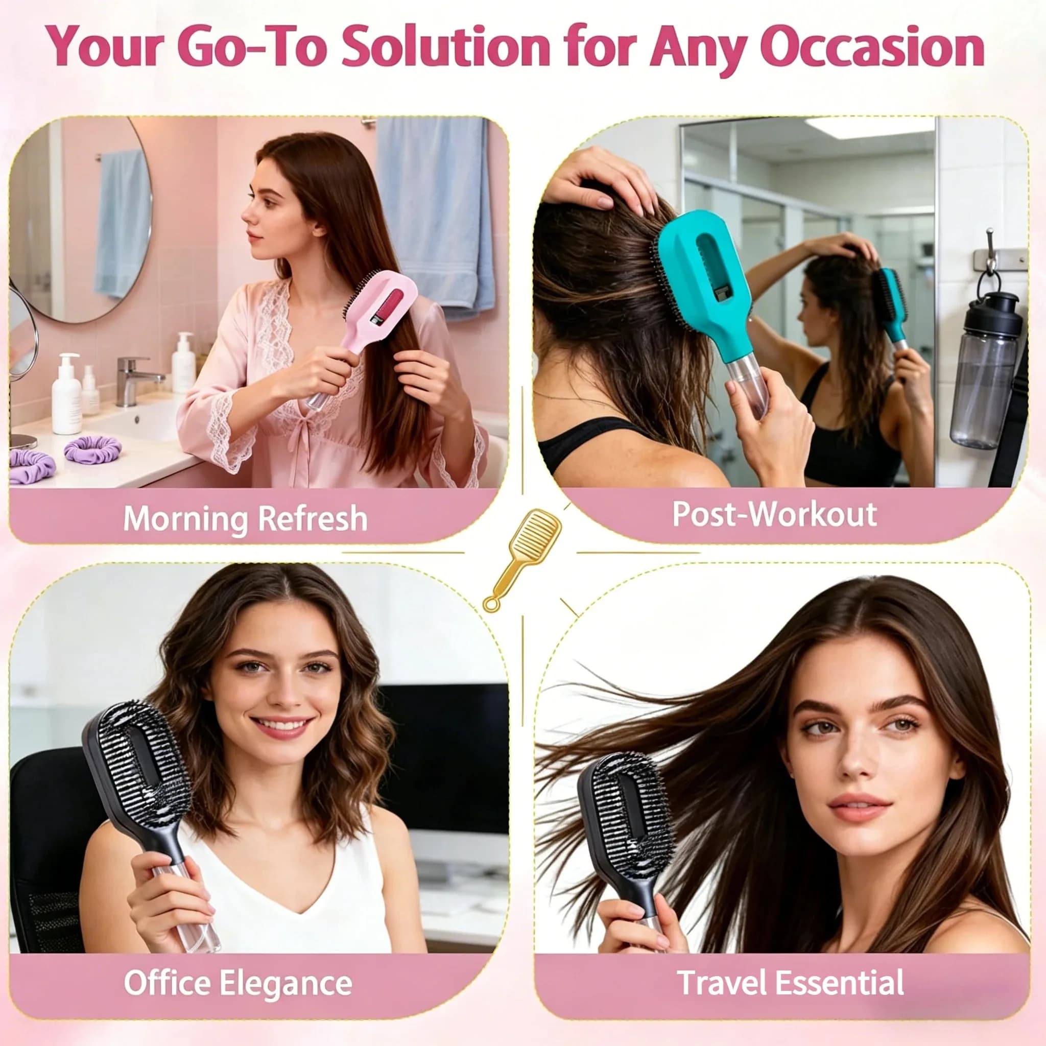 Peigne de massage 2-en-1 avec pulvérisateur d'huile essentielle