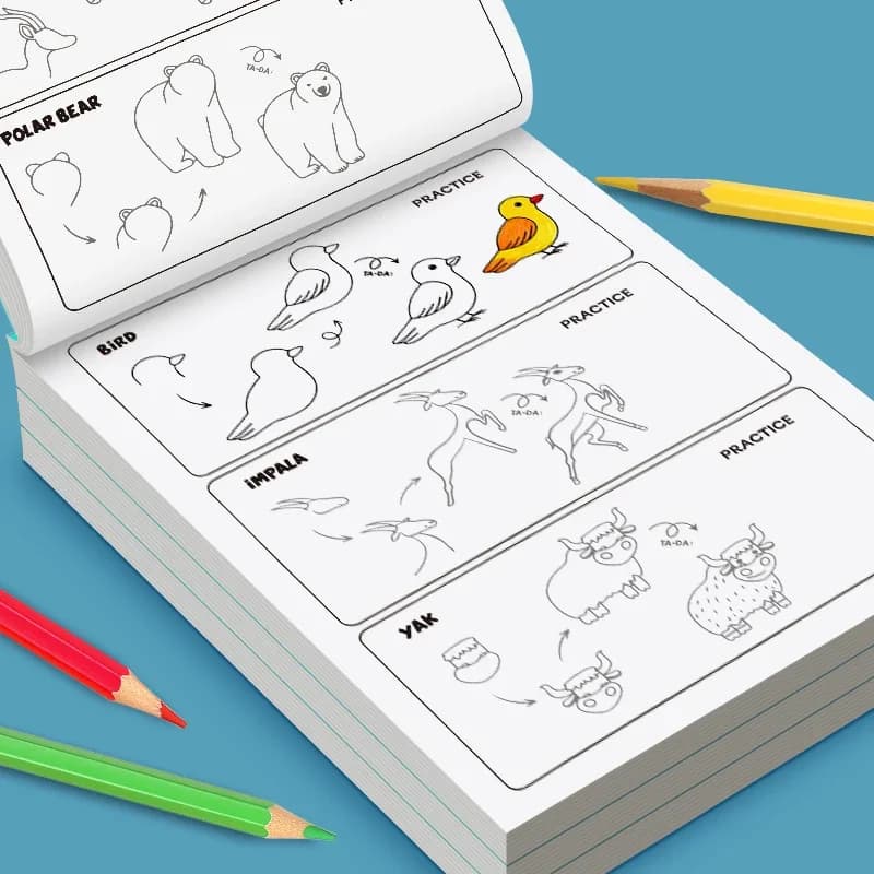 Livre de dessin étape par étape pour enfants – Apprendre à dessiner tout Tutoriel facile pour les enfants, cadeau créatif