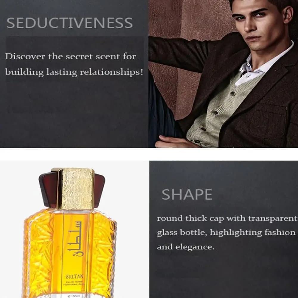 Parfum de dubaï pour hommes Eau de Parfum Sultan or huile de Parfum 3.4 Fl.oz parfum longue durée parfum arabe exotique huile de Parfum Spray