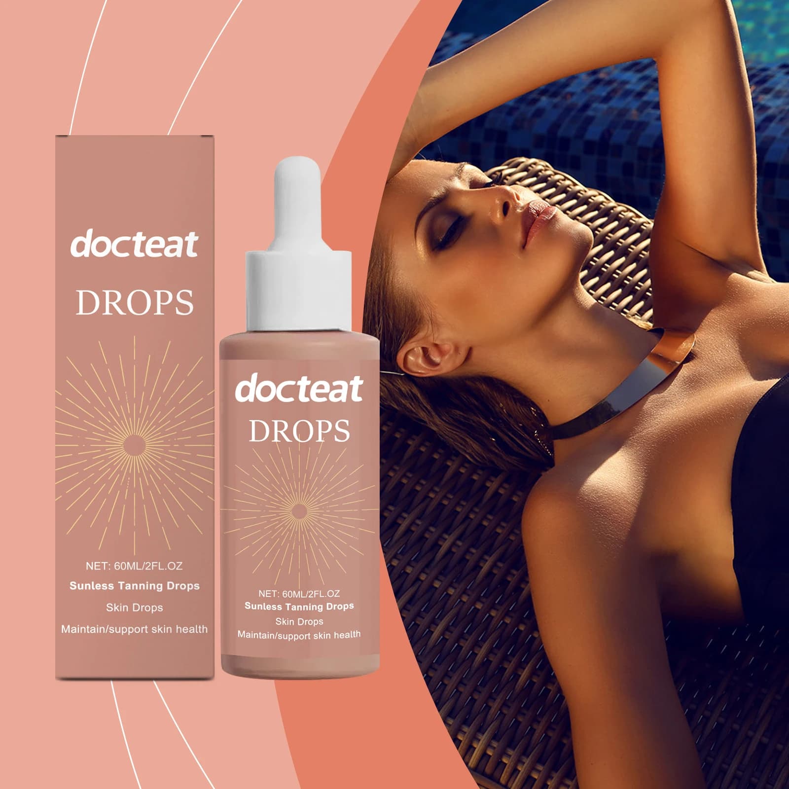 Gouttes de supplément de bronzage à base de plantes pures, hydratation légère et absorption rapide, soin corporel élastique quotidien original pour une peau lisse et rafraîchie