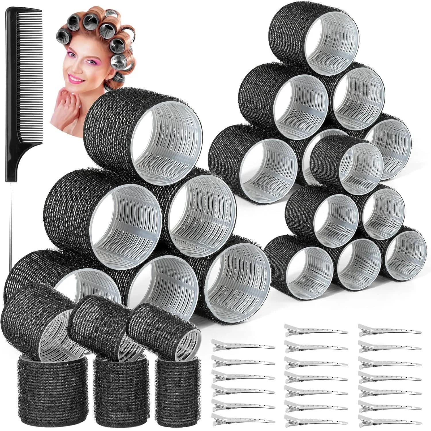 Rouleaux de bouclage de cheveux de différentes tailles pour la coiffure paresseuse bricolage, bigoudis à frange d'air, outil de bouclage de cheveux en plastique