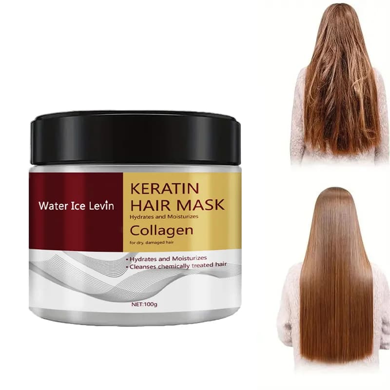 Masque capillaire à la kératine avec collagène, hydrate et hydrate pour cheveux secs et endommagés, améliore la douceur, la brillance et l'élasticité