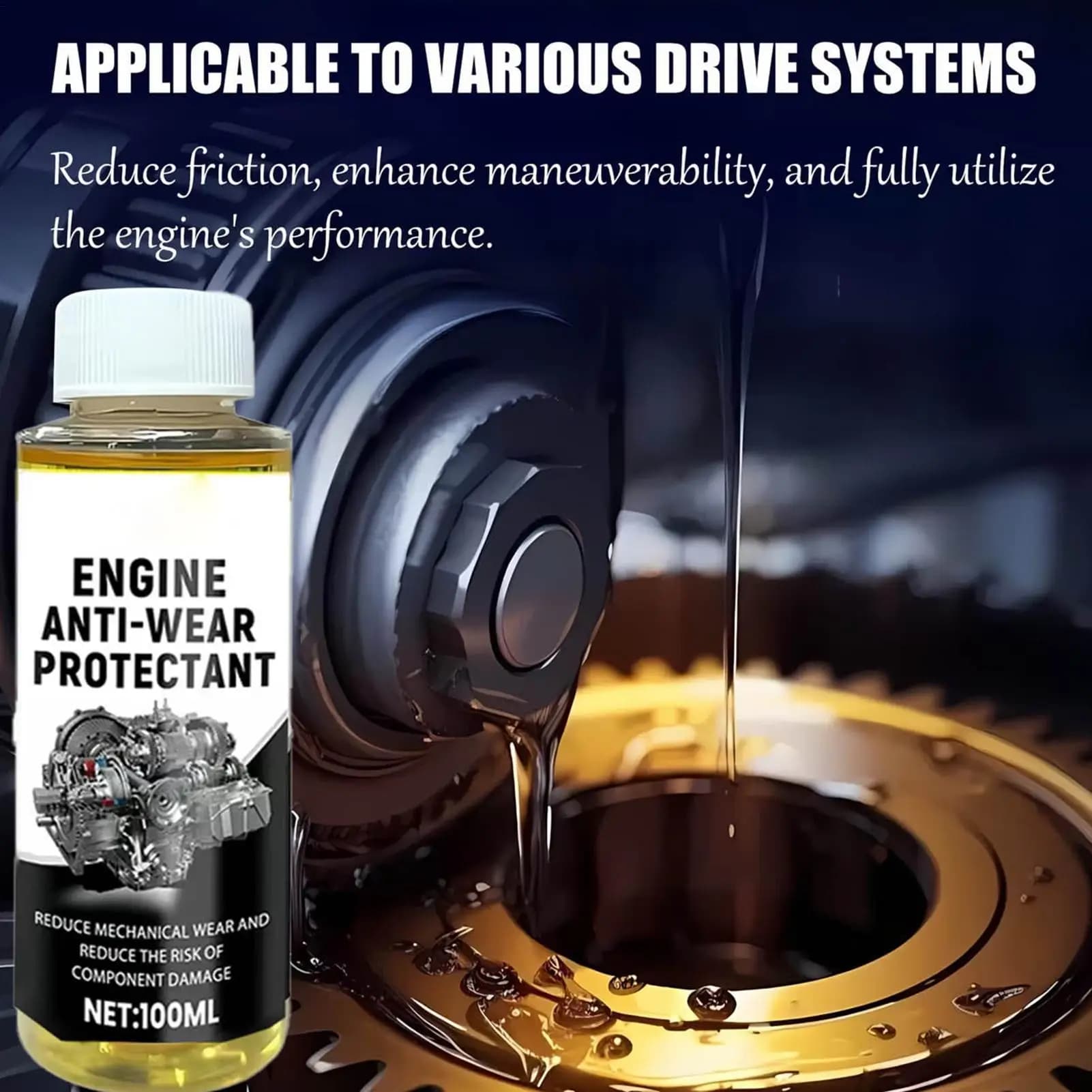 Additif Huile Moteur 100ml Liquide Anti-Bruit Automobile Agent Anti-Usure pour Voiture Camion VR Berline Longue Durée de Vie