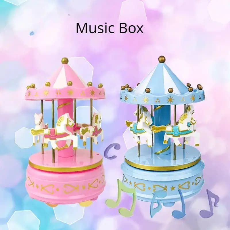 Carrousel de luxe, boîte à musique, 4 chevaux, Rotation rotative, jouets romantiques de luxe, travail manuel, boîte à musique, cadeaux, 1 pièce