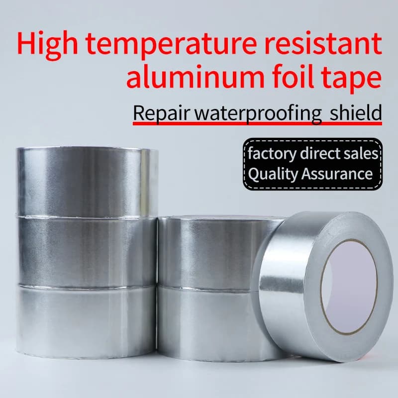 1 rouleau de ruban adhésif en aluminium résistant aux hautes températures, imperméable et résistant à l'huile, ignifuge et résistant au soleil, déchirable à la main