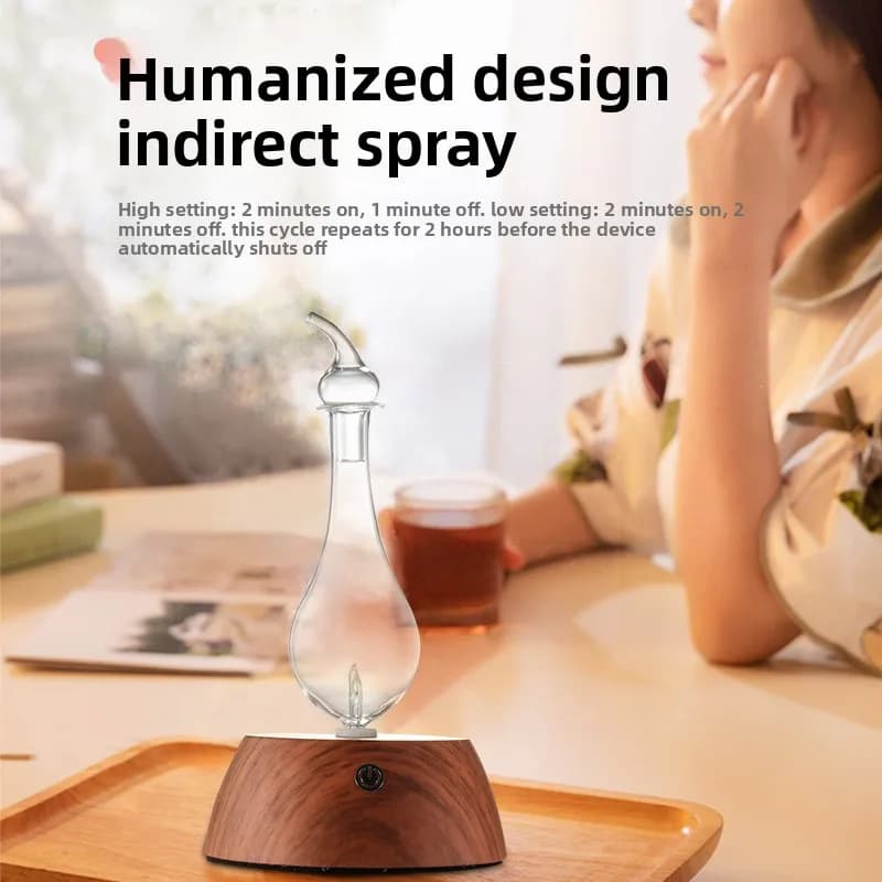 Diffuseur d'huile essentielle sans eau de 50ML, Mini nébuliseur pur, aromathérapie, bois et verre, diffuseurs d'arômes domestiques, veilleuse colorée