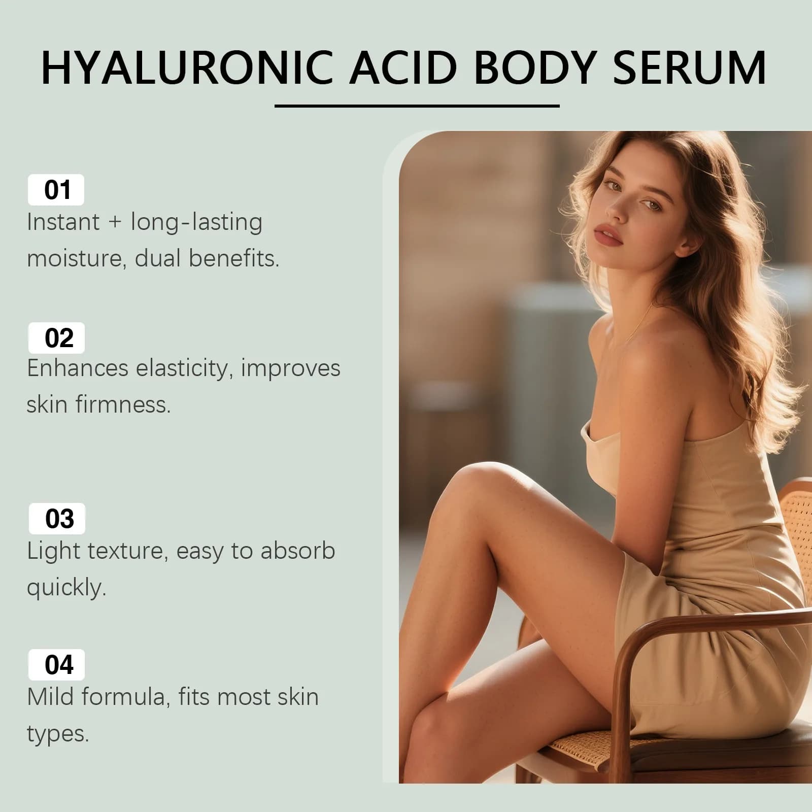 Sérum Corporel à l'Acide Hyaluronique Améliorant la Texture Hydratation Profonde Nourrissant Élasticité de la Peau Fermeté Améliorée Essence Corporelle Non Collante