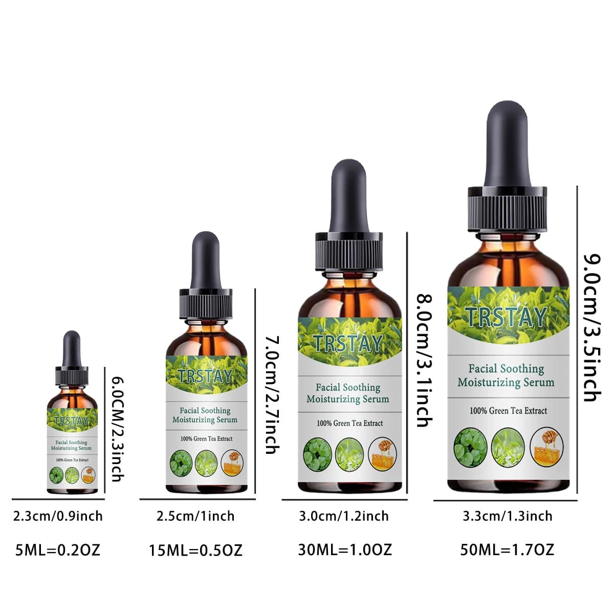 TRSTAY Sérum hydratant apaisant pour le visage Extrait de thé vert 100 %