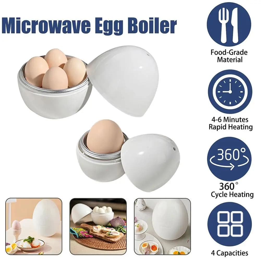 Cuiseur à œufs pour micro-ondes 1/4 œuf, cuisson rapide et facile en 5 minutes, pour œufs durs ou mollets, outils de cuisine