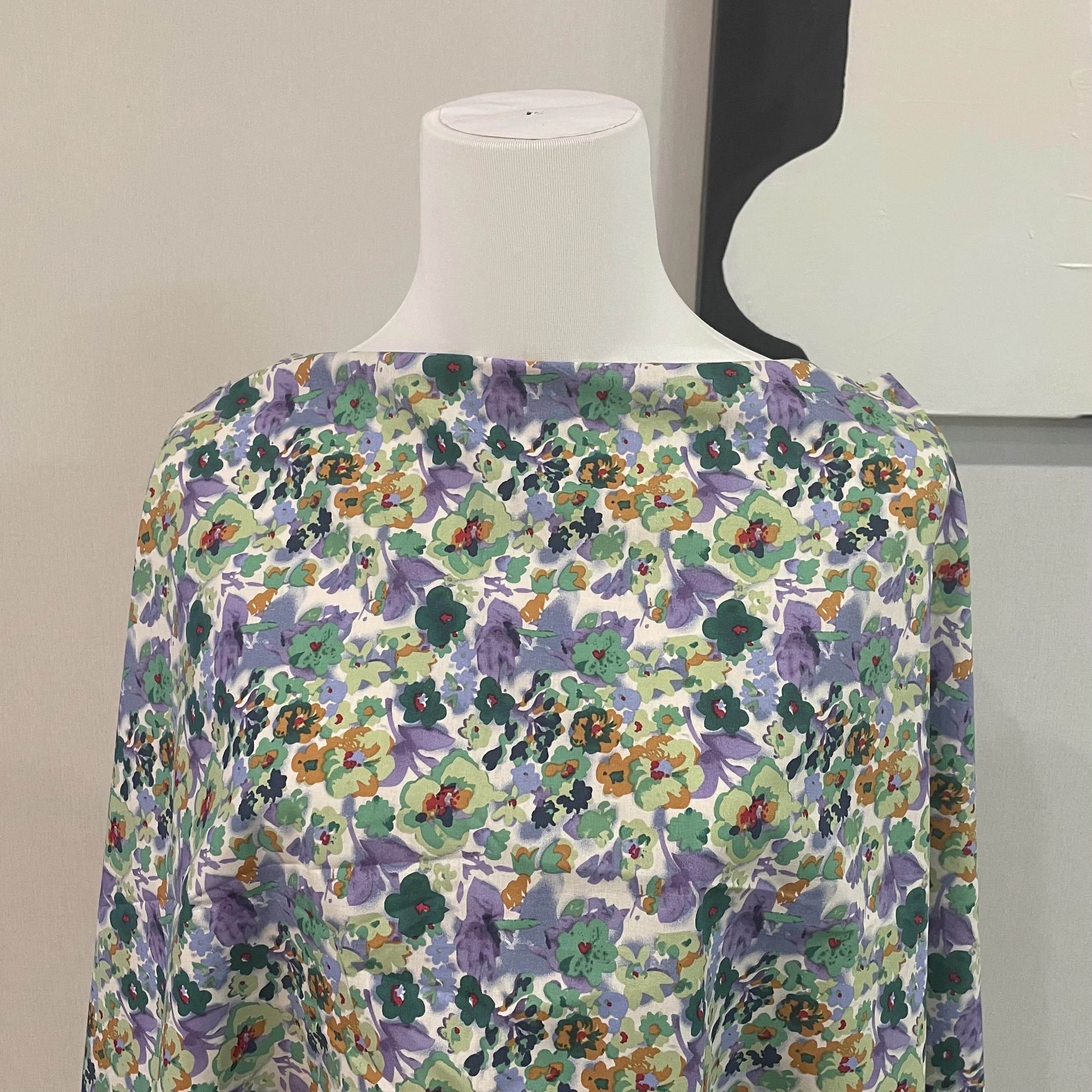 Tissu popeline 100% coton à motifs de fleurs peintes à l'huile vertes pour la couture de vêtements pour enfants et bébés, robes, jupes, bricolage fait main